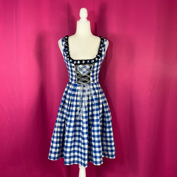 Dirndl.com Dresses & Skirts - Dirndl.com blue checkered heart corset Octoberfest folk dirndl dress, 34 small